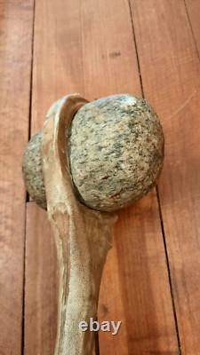 Antique Native American Stone War Club Rawhide Wrapped Handle Early Plains Tribe