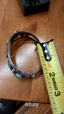 Antique Native American Turquoise Sterling Silver Bracelet Early Cuff 1900s OLD