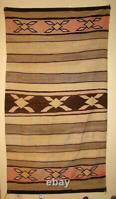 Antique Navajo Banded Blanket Early Native American Weaving, rug