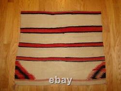 Antique Navajo Banded Double Saddle Blanket Early Native American Weaving Rug