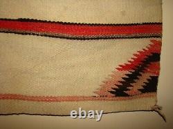 Antique Navajo Banded Double Saddle Blanket Early Native American Weaving Rug