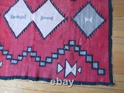 Antique Navajo Rug large early weaving with desirable red field