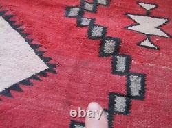 Antique Navajo Rug large early weaving with desirable red field