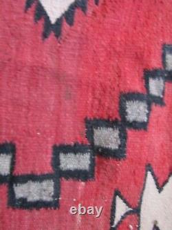 Antique Navajo Rug large early weaving with desirable red field