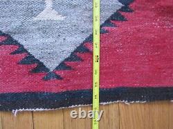 Antique Navajo Rug large early weaving with desirable red field