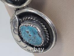 Antique Navajo Zuni Squash Blossom Sterling & Turquoise Necklace Patina