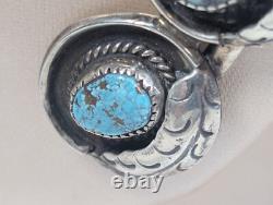 Antique Navajo Zuni Squash Blossom Sterling & Turquoise Necklace Patina