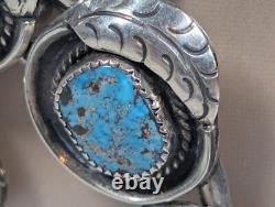 Antique Navajo Zuni Squash Blossom Sterling & Turquoise Necklace Patina