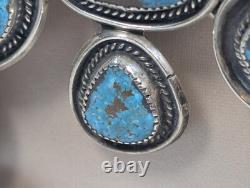 Antique Navajo Zuni Squash Blossom Sterling & Turquoise Necklace Patina