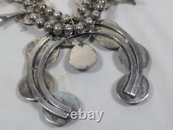 Antique Navajo Zuni Squash Blossom Sterling & Turquoise Necklace Patina