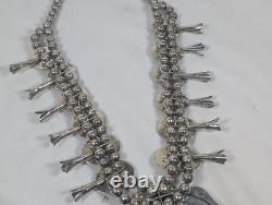 Antique Navajo Zuni Squash Blossom Sterling & Turquoise Necklace Patina