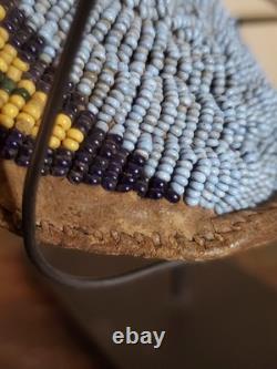 Antique OLD Native American Indian plains beaded early 1860s moccasins 19th c