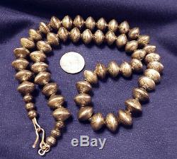 Antique Old Pawn Early Navajo Solid Silver Liberty Dimes Bead Necklace 253g