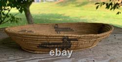 Antique Pima Basket with Eagle Bird Motif Native American Indian / Early 20th C
