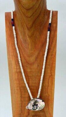 Antique Plains Crow Shell and Early Trade Bead Necklace