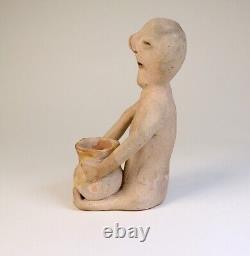 Antique Pottery Tesuque Rain God Figure Early 20th Century Size 6.75 H