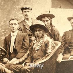 Antique RPPC Photograph Postcard Prop Car Young Men Indigenous Native American