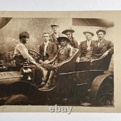 Antique RPPC Photograph Postcard Prop Car Young Men Indigenous Native American
