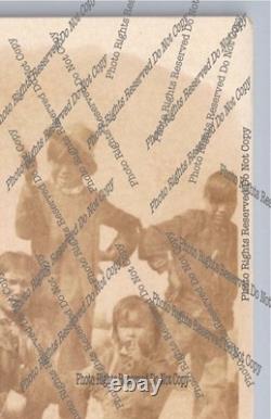 Antique RPPC early 1900s Native American Indians children Real Photo Postcard