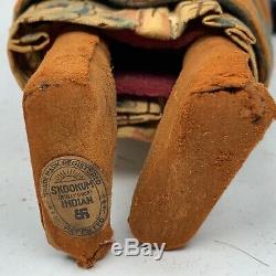Antique Skookum Bully Good Squaw Papoose Doll Early Rare Left Glancing Looking
