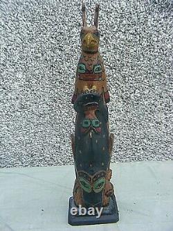 Antique Totem Pole Carved Titus Campbell Early Piece