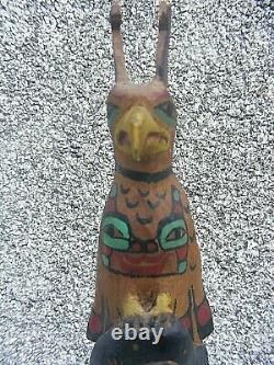 Antique Totem Pole Carved Titus Campbell Early Piece