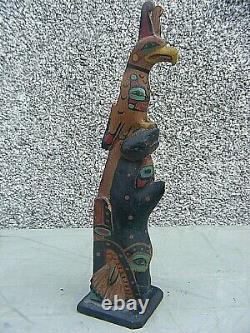 Antique Totem Pole Carved Titus Campbell Early Piece