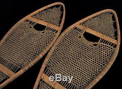 Antique Wooden Snow Shoes Super Early Primitive Native American Red Felt