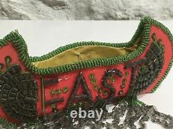 Antique early 1900's Native American Mohawk IROQUOIS Glass Beaded Canoe Purse