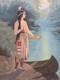 Antique Early 19th C. Native American Indian Maiden Oil Painting On Canvas