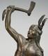 Antique Early 20th Native American Indian Chief Bronze Warrior Figure Sculpture