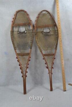 Antique early snowshoes Native American hand made tassels Northeast 1800s