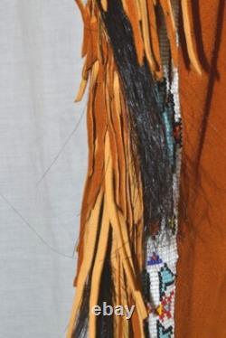 Antique leather pants beaded fringe Native American waist 36 original