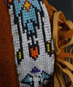 Antique leather pants beaded fringe Native American waist 36 original