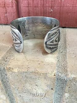 Antique navajo bracelet cuff Vintage Old Pawn Early Coin Silver Wide Excellent