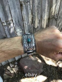 Antique navajo bracelet cuff Vintage Old Pawn Early Coin Silver Wide Excellent