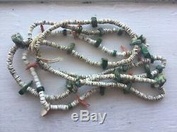 Antique turquoise shell heishi necklace old pawn early kewa Santo Domingo