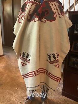 Antique vtg Early 20th Century Native American Navajo wool rug poncho Textile