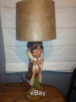 Apsit Bros. 1974 Native American Lamp RARE EARLY California Pottery Chalkware