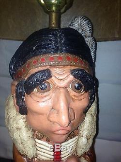 Apsit Bros. 1974 Native American Lamp RARE EARLY California Pottery Chalkware