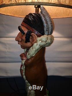 Apsit Bros. 1974 Native American Lamp RARE EARLY California Pottery Chalkware