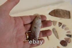 Arrowhead Case Frame of early man stone artifacts Texas with Alibates Flint