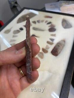 Arrowhead Case Frame of early man stone artifacts Texas with Alibates Flint