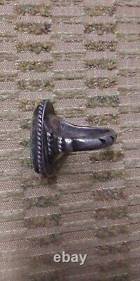 Authentic Early 1900s 1st Phase Navajo Turquoise Ingot Silver Ring Pre Old Pawn