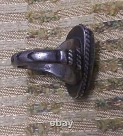 Authentic Early 1900s 1st Phase Navajo Turquoise Ingot Silver Ring Pre Old Pawn