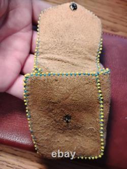 Authentic Early 1900s Sioux Leather Medicine Pouch High Quality Beed Work