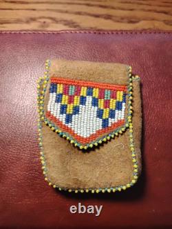 Authentic Early 1900s Sioux Leather Medicine Pouch High Quality Beed Work