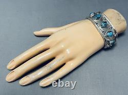 Authentic Early Deposit Bisbee Turquoise Vintage Navajo Sterling Silver Bracelet