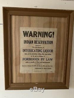 Authentic Early Indian Reservation Warning Cloth Sign Segregation Antique Rare