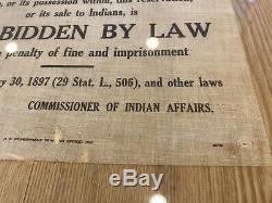 Authentic Early Indian Reservation Warning Cloth Sign Segregation Antique Rare